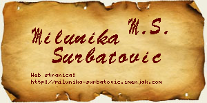 Milunika Šurbatović vizit kartica